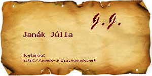 Janák Júlia névjegykártya